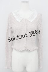 axes femme POETIQUE / レースフリル襟ニットカーディガン M ピンク T-25-01-22-006-AX-TO-SZ-ZT011