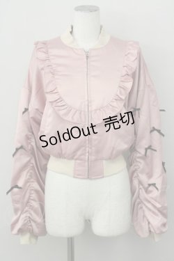 画像1: pium / 編み上げサテンブルゾン  ピンクD黒 T-25-01-24-017-LO-JA-SA-ZT076