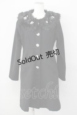 画像1: Swankiss / ファーパールビジューコート  黒Ｘ白 T-25-01-24-018-CA-TO-SA-ZT-C028