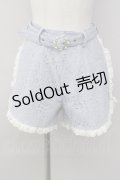 Swankiss / パールビジューベルトレースショートパンツ  サックスＸ白 T-25-01-24-025-CA-PA-SA-ZT074