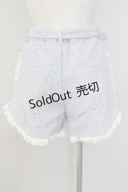 画像2: Swankiss / パールビジューベルトレースショートパンツ  サックスＸ白 T-25-01-24-025-CA-PA-SA-ZT074