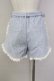画像2: Swankiss / パールビジューベルトレースショートパンツ  サックスＸ白 T-25-01-24-025-CA-PA-SA-ZT074 (2)
