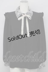 Rojita / レース配色シャツカラーブラウス  黒 T-25-01-24-007-LO-BL-SA-ZT390