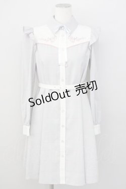 画像1: Secret Honey / フロント刺繍グレンチェックシャツワンピース  グレー T-25-01-24-010-CA-OP-SA-ZT330
