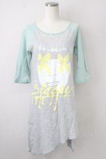 画像1: 【SALE】WORLD WIDE LOVE！(Rydia) / プリントラグラン五分袖Tシャツ  グレー×ミント T-25-01-26-004-PU-TS-SA-ZT033 (1)
