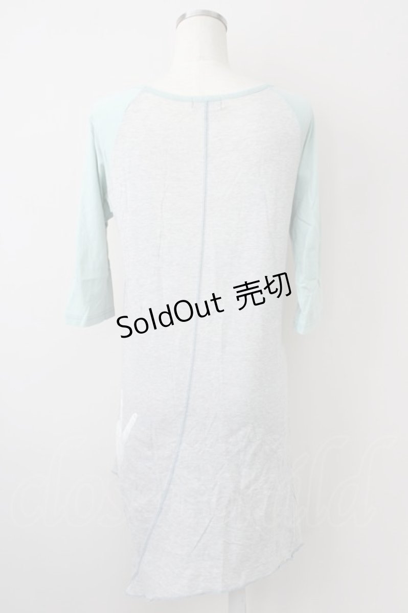 画像2: 【SALE】WORLD WIDE LOVE！(Rydia) / プリントラグラン五分袖Tシャツ  グレー×ミント T-25-01-26-004-PU-TS-SA-ZT033 (2)