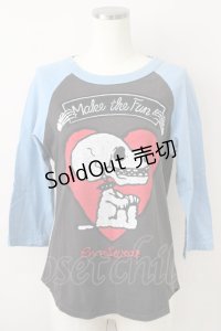RNA / スヌーピースカルptTシャツ M ブルー×グレー T-25-01-26-007-PU-TS-SA-ZT033