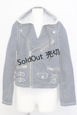 画像1: WORLD WIDE LOVE!(Rydia) / フード付きデニムライダース 1 インディゴ T-25-01-29-020-PU-JA-SA-ZT075