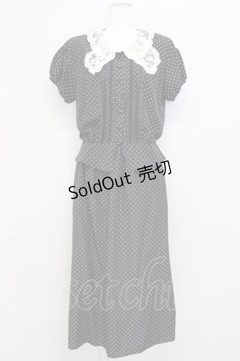 画像1: 【SALE】PINK HOUSE / ドットセットアップ  ブラック T-25-01-29-028-LO-JA-SA-ZT354 (1)
