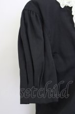 画像5: 【SALE】INGEBORG / レース襟&リボン半袖ブラウス&プリーツスカートセットアップ  ブラック T-25-01-29-029-LO-BL-SA-ZT377 (5)