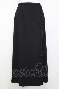 INGEBORG / ポンポン付きスリット風タイトスカート L ブラック T-25-01-29-032-LO-SK-SA-ZT148
