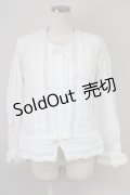 PINK HOUSE / レースフリルピンタックノーカラーブラウス  アイボリー T-25-01-29-006-LO-BL-SA-ZT312