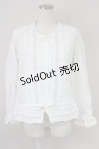 PINK HOUSE / レースフリルピンタックノーカラーブラウス  アイボリー T-25-01-29-006-LO-BL-SA-ZT312