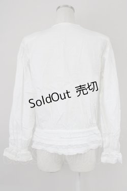 画像2: PINK HOUSE / レースフリルピンタックノーカラーブラウス  アイボリー T-25-01-29-006-LO-BL-SA-ZT312