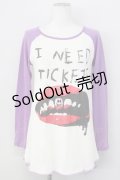 WORLD WIDE LOVE！(Rydia) / リップptラグランTシャツ 1 パープル T-25-01-29-010-PU-TS-SA-ZT109