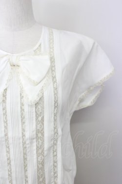 画像4: PINK HOUSE / レース切替&ピンタックノーカラー袖無ブラウス  アイボリー T-25-01-31-003-LO-BL-SA-ZT375