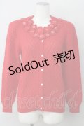 PINK HOUSE / カメリアモチーフニットカーディガン  レッド T-25-01-31-007-LO-TO-SA-ZT375