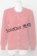 PINK HOUSE / カメリアモチーフニットカーディガン  レッド T-25-01-31-007-LO-TO-SA-ZT375