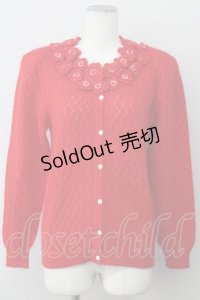 PINK HOUSE / カメリアモチーフニットカーディガン  レッド T-25-01-31-007-LO-TO-SA-ZT375