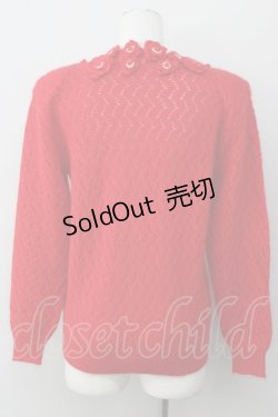 画像2: PINK HOUSE / カメリアモチーフニットカーディガン  レッド T-25-01-31-007-LO-TO-SA-ZT375