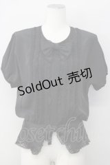 INGEBORG / レース&ピンタック半袖ブラウス  ブラック T-25-01-31-008-LO-BL-SA-ZT375