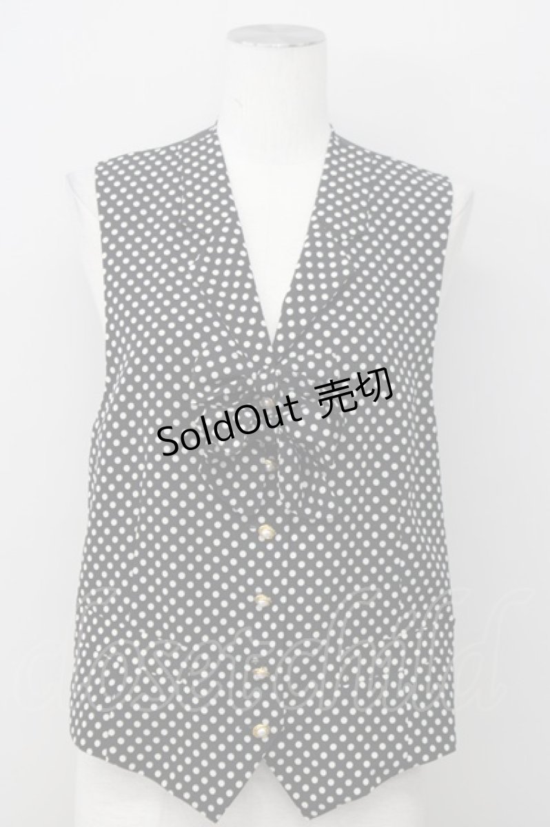 画像1: 【SALE】INGEBORG / ドット柄リボン付ベスト  ブラック T-25-01-31-009-LO-TO-SA-ZT375 (1)