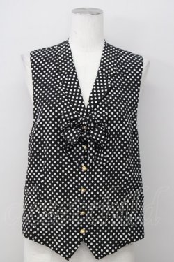 画像1: INGEBORG / ドット柄リボン付ベスト  ブラック T-25-01-31-009-LO-TO-SA-ZT375