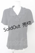KETTY / 共布ボタン半袖ブラウス M ブラック T-25-01-31-010-EL-BL-SA-ZT375