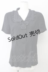 KETTY / 共布ボタン半袖ブラウス M ブラック T-25-01-31-010-EL-BL-SA-ZT375