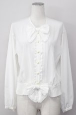画像1: 【SALE】PINK HOUSE / ノーカラーパールボタン長袖ブラウス  アイボリー T-25-01-31-002-LO-BL-SA-ZT375 (1)