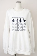 clear / Bubble刺繍トレーナー  白 T-25-02-01-004-LO-TO-SZ-ZT255