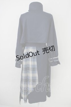 画像2: axes femme POETIQUE / COATバイカラーアシメロングコート M 紺 T-25-02-01-017-AX-OP-SZ-ZT-C032