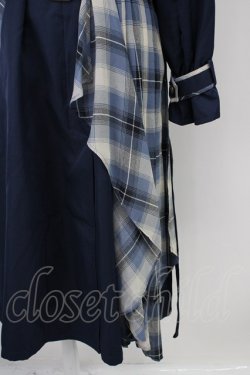 画像4: axes femme POETIQUE / COATバイカラーアシメロングコート M 紺 T-25-02-01-017-AX-OP-SZ-ZT-C032