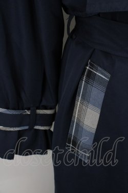 画像5: axes femme POETIQUE / COATバイカラーアシメロングコート M 紺 T-25-02-01-017-AX-OP-SZ-ZT-C032