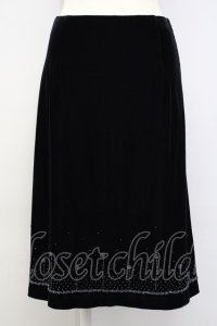 KETTY / 裾ビーズ刺繍ベロアスカート 1 ブラック T-25-02-06-028-EL-SK-SA-ZT435
