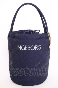 画像1: INGEBORG / チャーム付き巾着ハンドバッグ  ネイビー T-25-02-06-042-LO-BG-SA-ZT433