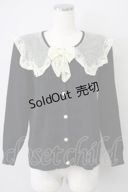 画像1: 【SALE】PINK HOUSE / チュール襟&リボンカーディガン  ブラック T-25-02-06-005-LO-TO-SA-ZT443