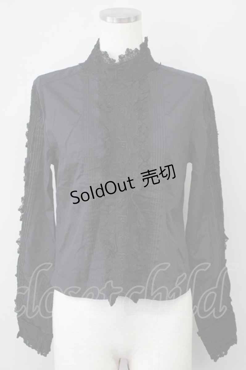 画像1: 【SALE】Jane Marple Dans Le Salon / レースハイネックブラウス  ブラック T-25-02-06-008-JM-BL-SA-ZT443 (1)