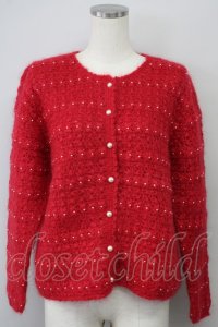 LOLITAその他(お買取対象外) / パールデザインニットカーディガン  赤Ｘ白 T-25-02-06-018-LO-TO-SA-ZT443