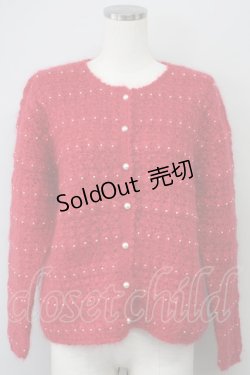 画像1: LOLITAその他(お買取対象外) / パールデザインニットカーディガン  赤Ｘ白 T-25-02-06-018-LO-TO-SA-ZT443