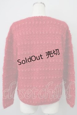 画像2: LOLITAその他(お買取対象外) / パールデザインニットカーディガン  赤Ｘ白 T-25-02-06-018-LO-TO-SA-ZT443