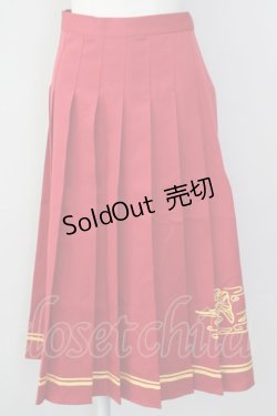 画像1: 布衣 / プリーツロングスカート M 赤Ｘ黄色 T-25-02-09-046-LO-SK-SA-ZI