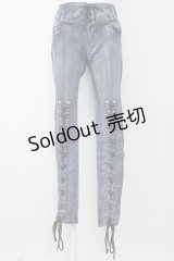 LISTEN FLAVOR / レースアップスキニーパンツ  ブルーデニム T-25-02-09-056-PU-PA-SA-ZI