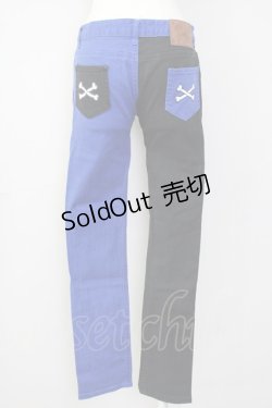 画像2: LISTEN FLAVOR / MOSHPIT 2TONE切替スキニーパンツ  ブルー×ブラック T-25-02-09-057-PU-PA-SA-ZI