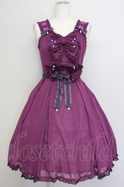画像1: metamorphose /  シフォンタックジャンパースカート  パープル T-25-02-21-021-ME-OP-SA-ZI