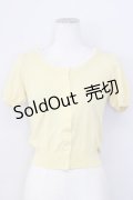 Emily Temple cute / 襟ぐりレース半袖カーディガン  イエローＸ白 T-25-02-21-004-ET-TO-SA-ZI