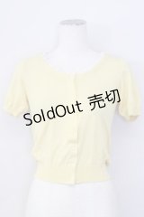 Emily Temple cute / 襟ぐりレース半袖カーディガン  イエローＸ白 T-25-02-21-004-ET-TO-SA-ZI