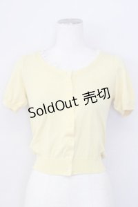 Emily Temple cute / 襟ぐりレース半袖カーディガン  イエローＸ白 T-25-02-21-004-ET-TO-SA-ZI