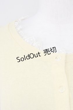 画像4: Emily Temple cute / 襟ぐりレース半袖カーディガン  イエローＸ白 T-25-02-21-004-ET-TO-SA-ZI