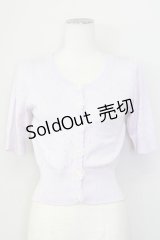 an another angelus / フラワーレース半袖ニットカーディガン  ラベンダー T-25-02-21-008-CA-TO-SA-ZI